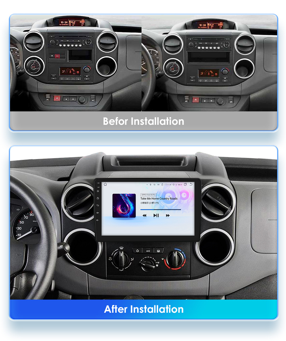 Applicable to 08-19 Citroen B9 Peugeot Partner Android smart large screen car central control Navigator
