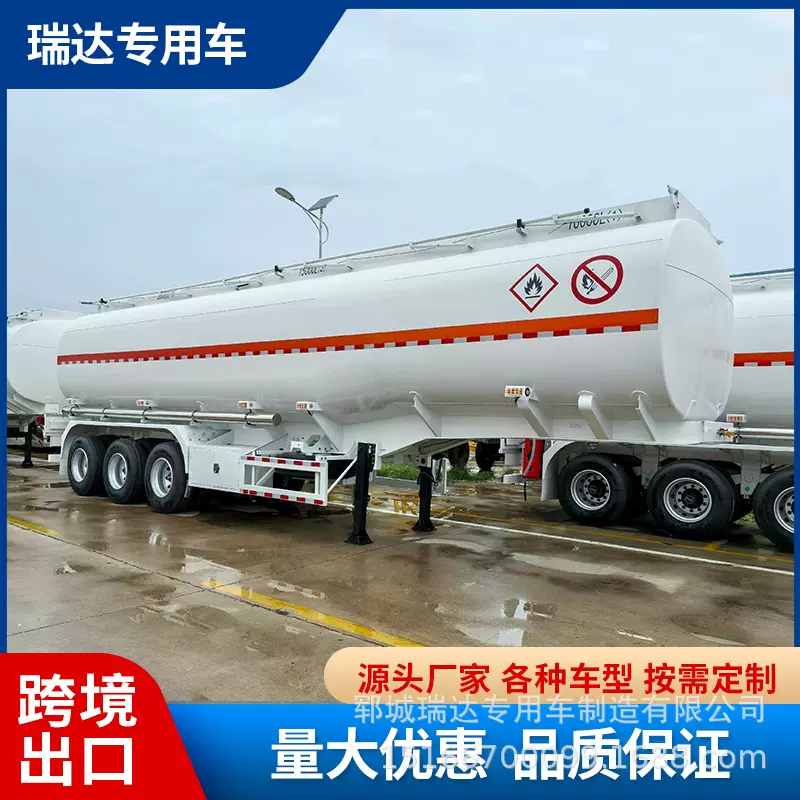 跨境粉粒物料罐式半挂车散装水泥罐车厂家三轴气囊悬架水泥挂车