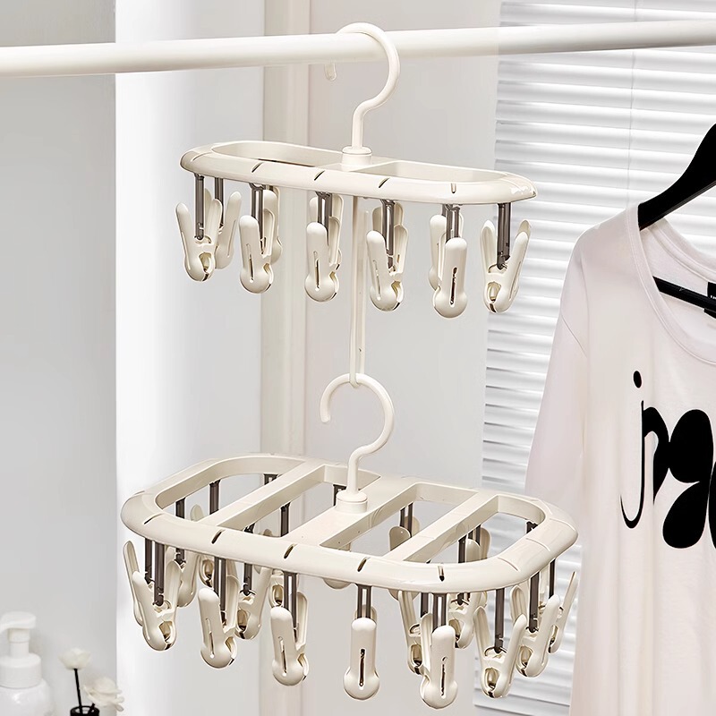 Household socks drying rack multi-clip underwear underwear drying rack baby hanger with clip storage socks artifact