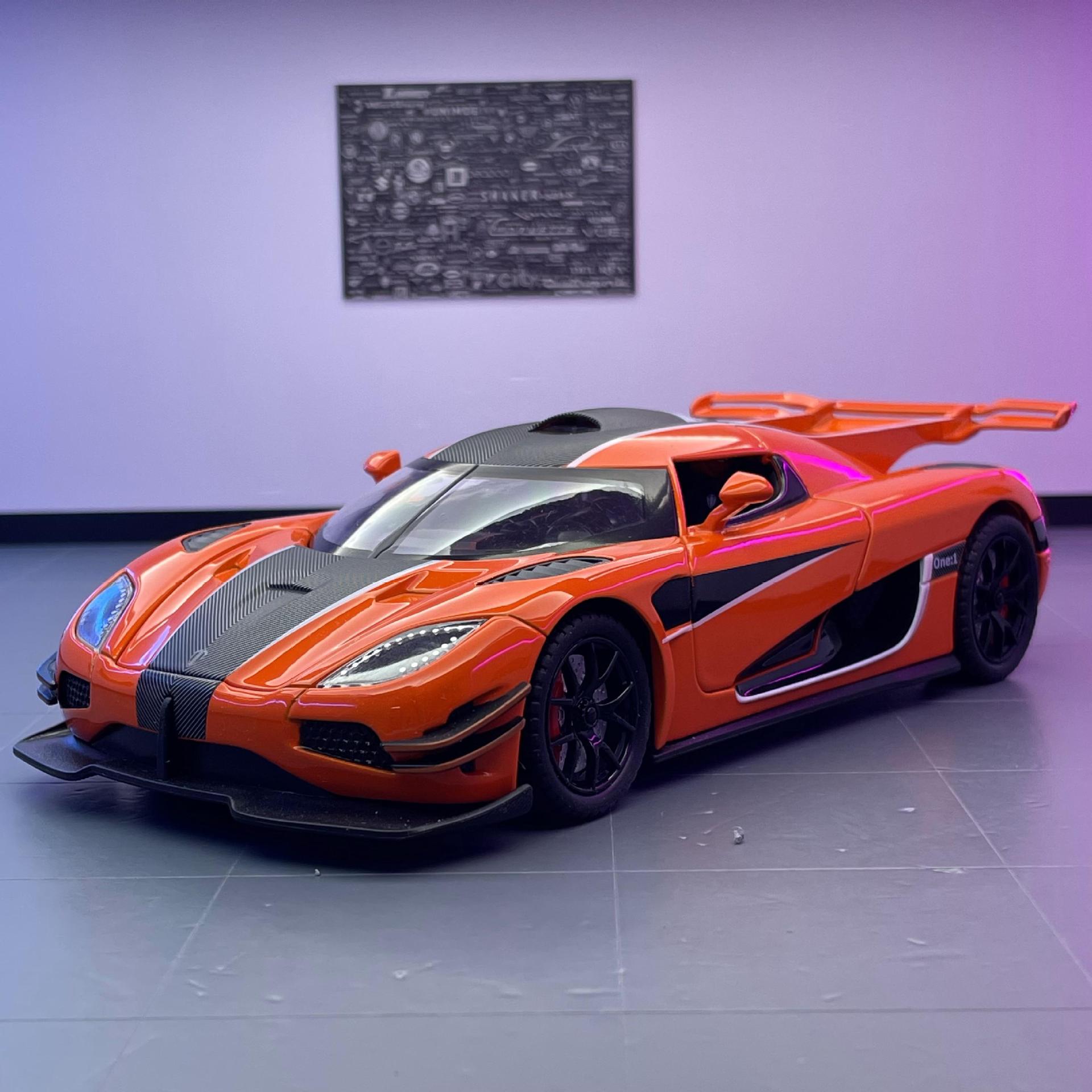 Modelo de coche de aleación xinao 1:24 coniseger Tire hacia atrás coche deportivo con luz efecto de sonido modelo de coche de juguete colección de decoración