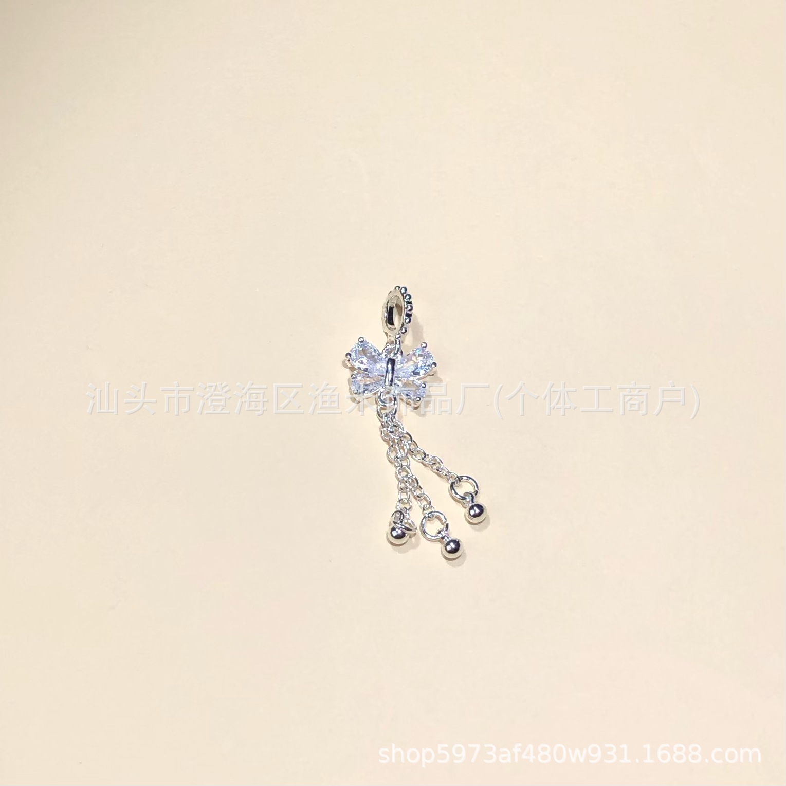 14K Gold-Filled Micro-Paved Zircon Butterfly Tassel Bead Crystal Bracelet Necklace DIY Handmade Accessories Pendant