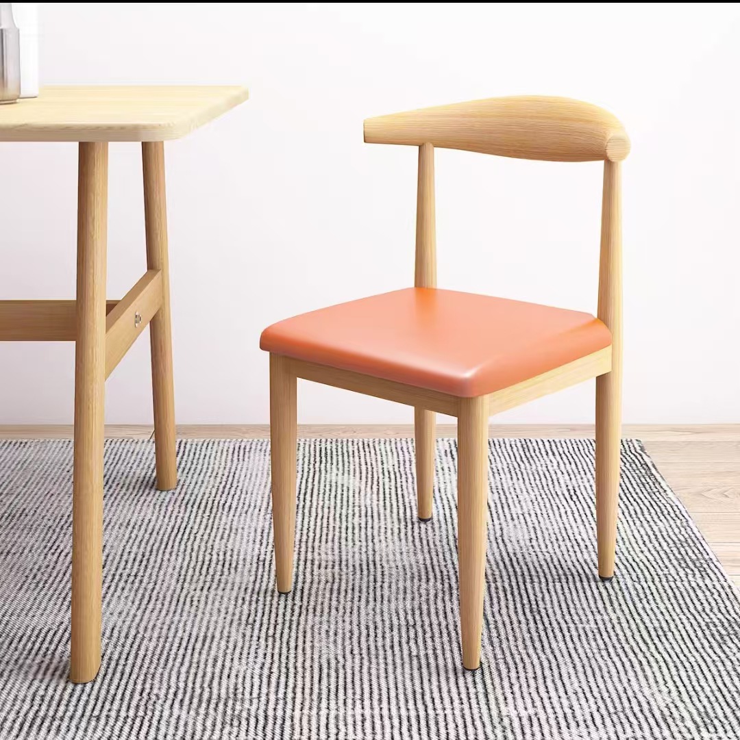 Silla de comedor, taburetes domésticos, mesa de comedor moderna y minimalista, silla de corn de hierro forjado, silla de recepción comercial, silla de oficina