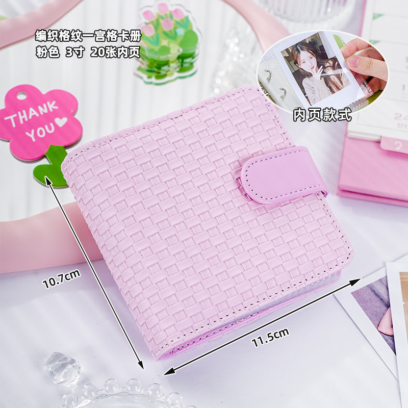 Nuevo álbum de tarjetas de cuadrícula de palacio de cuadros tejidos de estilo simple Álbum de fotos Polaroid de 3 pulgadas Álbum de almacenamiento de álbumes de ídolos