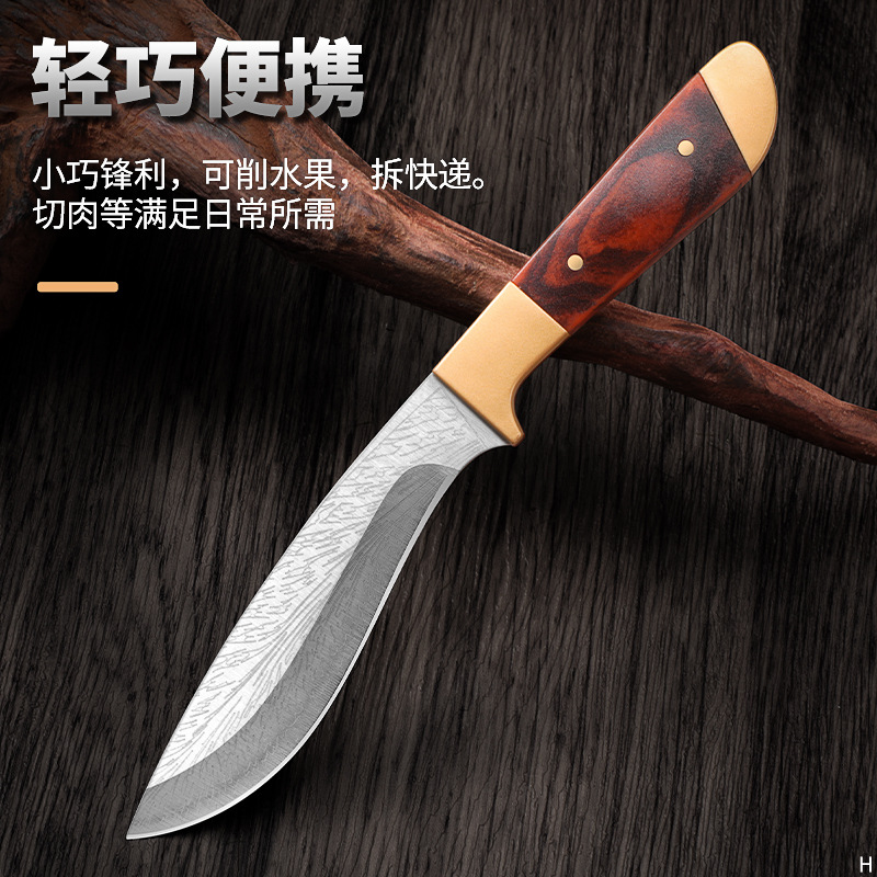 Cuchillo mongol cuchillo de madera de color doble cabeza de bronce mango cuchillo de carne cuchillo de frutas casero cuchillo de corte de carne cuchillo de barbacoa de campamento al aire libre