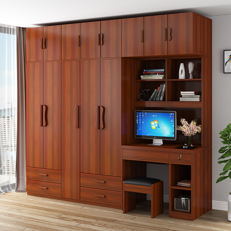 Computer Desk with Wardrobe Simple Modern Bedroom Combination Bookshelf Student Writing Desk Integrated Desk Cabinet Children
