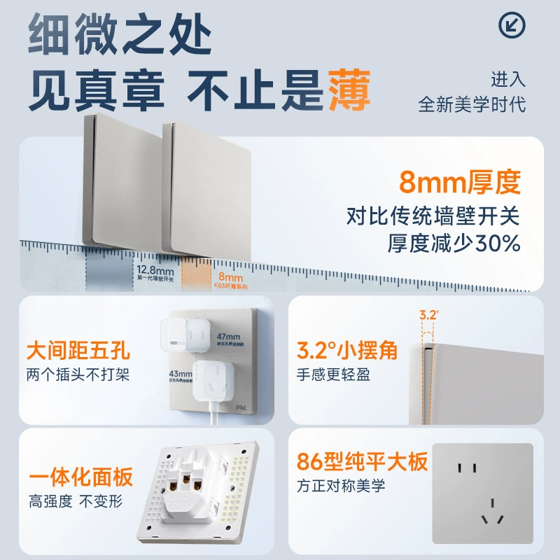 Панель для настенного выключателя и розетки FSL Foshan Lighting k03 Huiyue темно‑серый декор, 86 мм, для дома