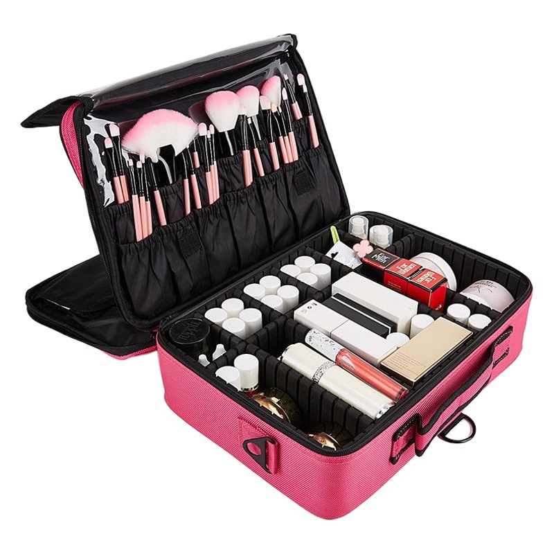 Bolsa de cosméticos portátil, maquillador y maquillaje de gran capacidad, bolsa de almacenamiento portátil multicapa, bolsa de partición de viaje de estilo ins en stock