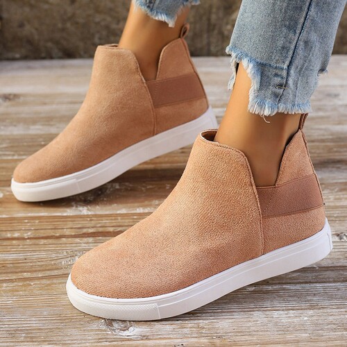 Large size women's shoes New European and American flat height-increasing elastic casual sports skate shoes flat single-layer shoes for women