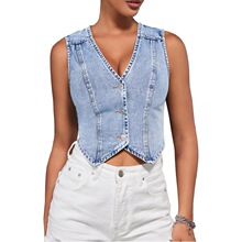 E 74236 V-neck Denim Vest Top Ůʿţ�б������� �羳ŷ��