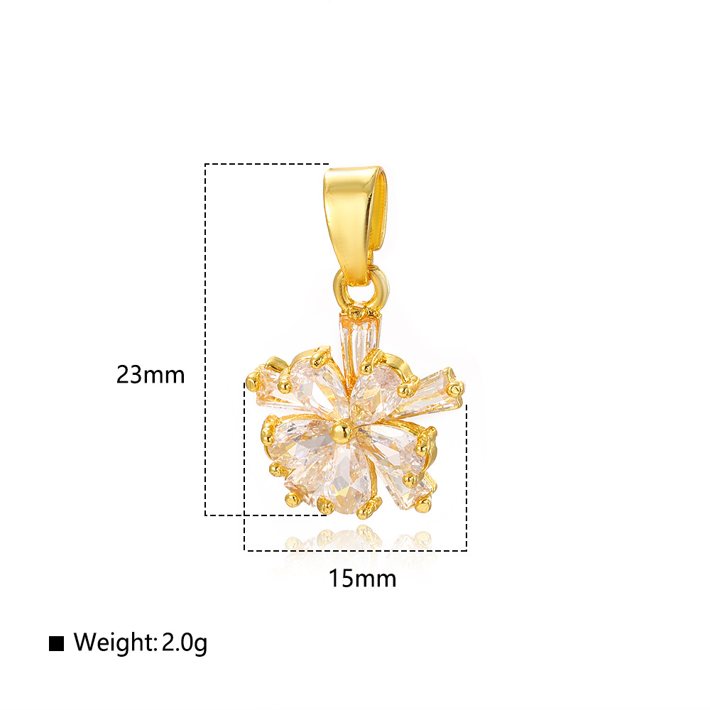 Pendant Jewelry Making Type 23 * 15mm Jewelry Making Size Zircon Inlay Material 1 Piece 23 * 15mm Copper Zircon Flower Pendant