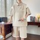 2025 Summer New Casual Sports Two-piece suit Ice Silk Thin Loose Home Light Luxury Business Wear for Men