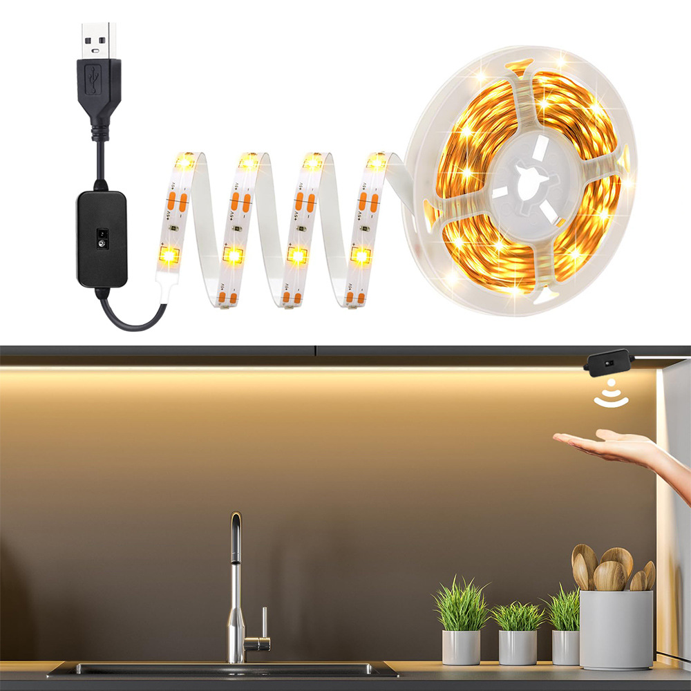 Amazon transfronteriza 5V USB inteligente sensor de escaneo manual tira de luz infrarroja tira de luz en forma de S 2835 tira de luz blanca