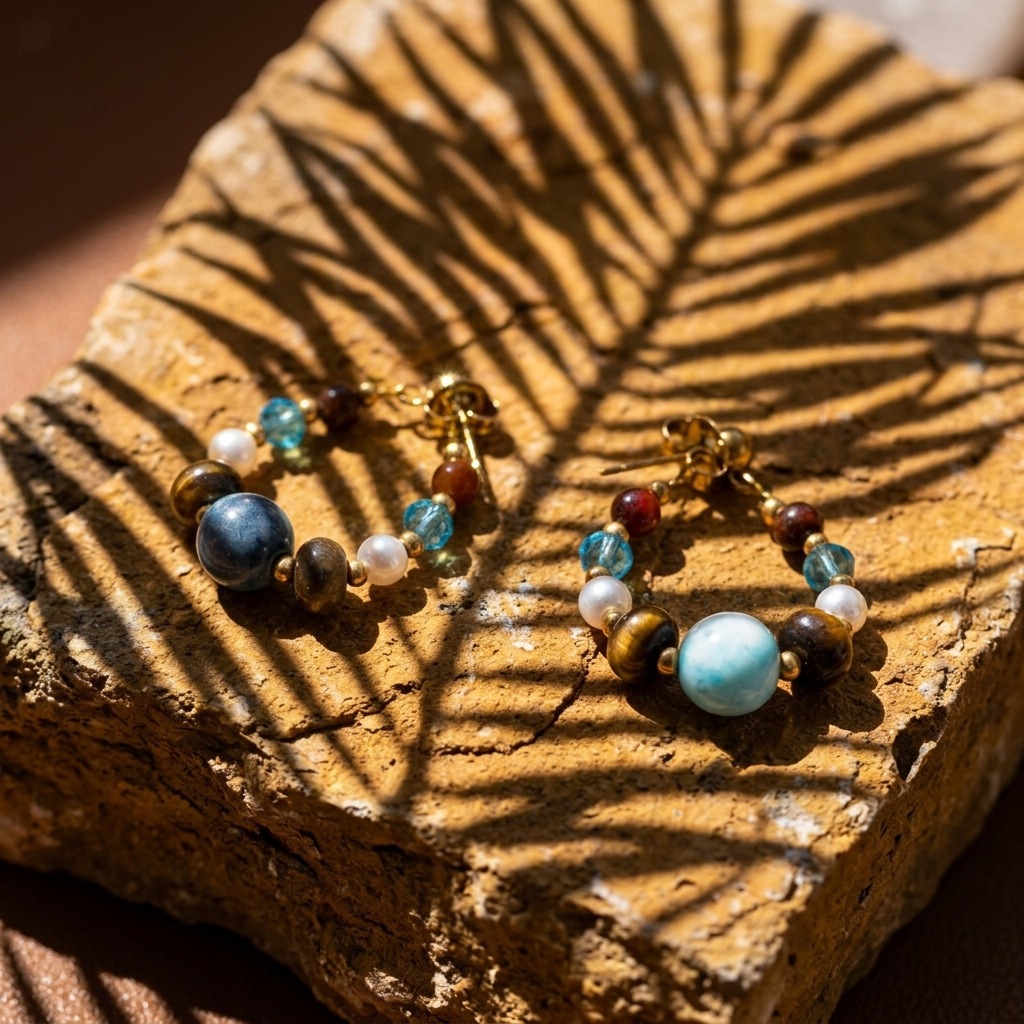 Premium Handmade Natural Stone Beaded Earrings For Women Boho_voghion.com