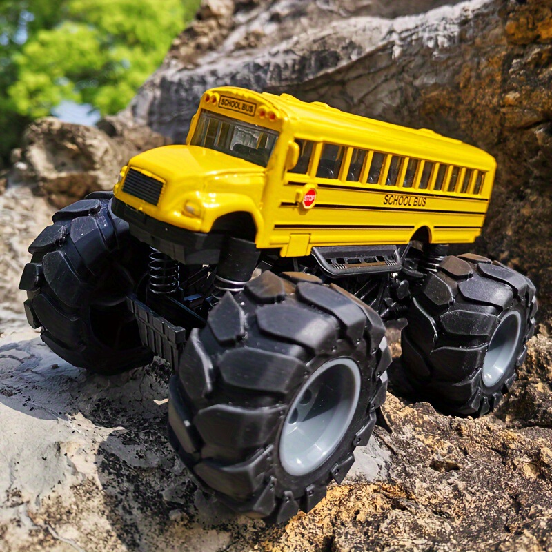 Children's Alloy Bus Pull-Back Shock-Absorbing Toy Bigfoot School Bus Big Wheel Model Gift Cross-Border Best-Selling 6 Boys 8