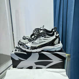 情侣同款厚底拼色老爹鞋女透气网面运动鞋休闲轻便男女跑步鞋24新