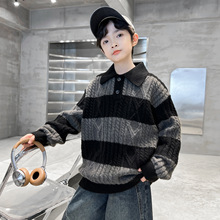 男童毛衣秋冬款2025新款秋季POLO领针织衫中大儿童男孩秋装打底衫