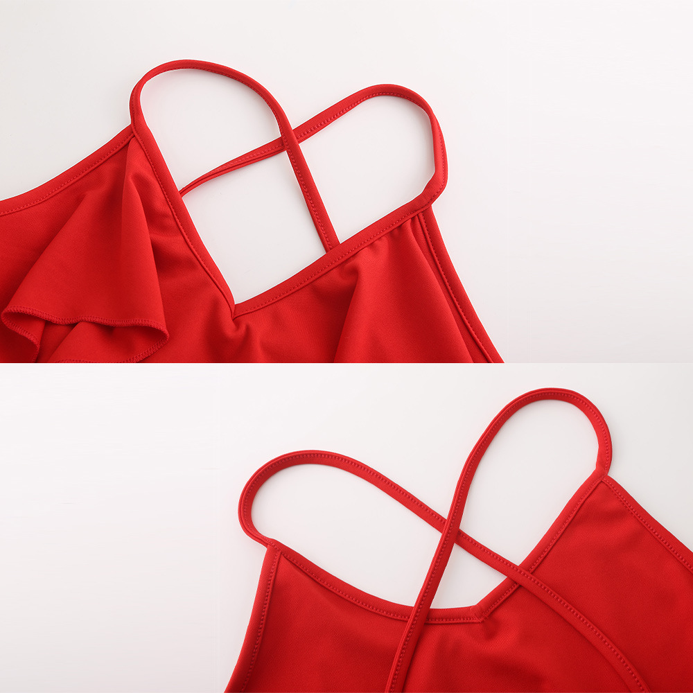 Summer Women Solid Color Backless Pleated Sexy Ruffles Slim Dress Women