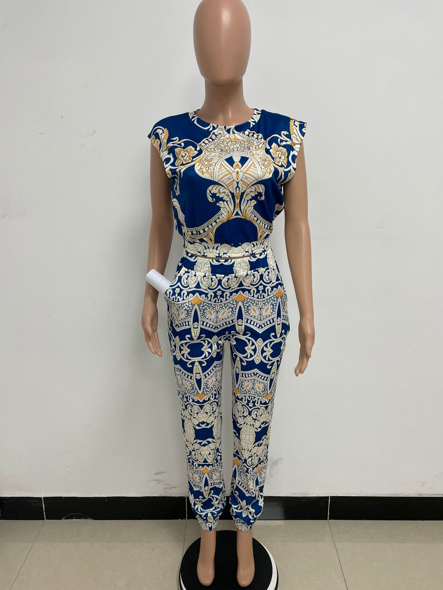 350g Weight Sleeveless Sleeve Length Spandex, Polyester Fabric Type Pant Co-ord Set Sets Type 2 Pieces Set Quantity Daily Occasion Round Neck Neckline Slim Fit Type Printing Pattern Summer Season Women's Gender Vacation Style Daily Women's Vacation Printing Spandex Polyester Pant Co-ord Set Pants Sets 12
