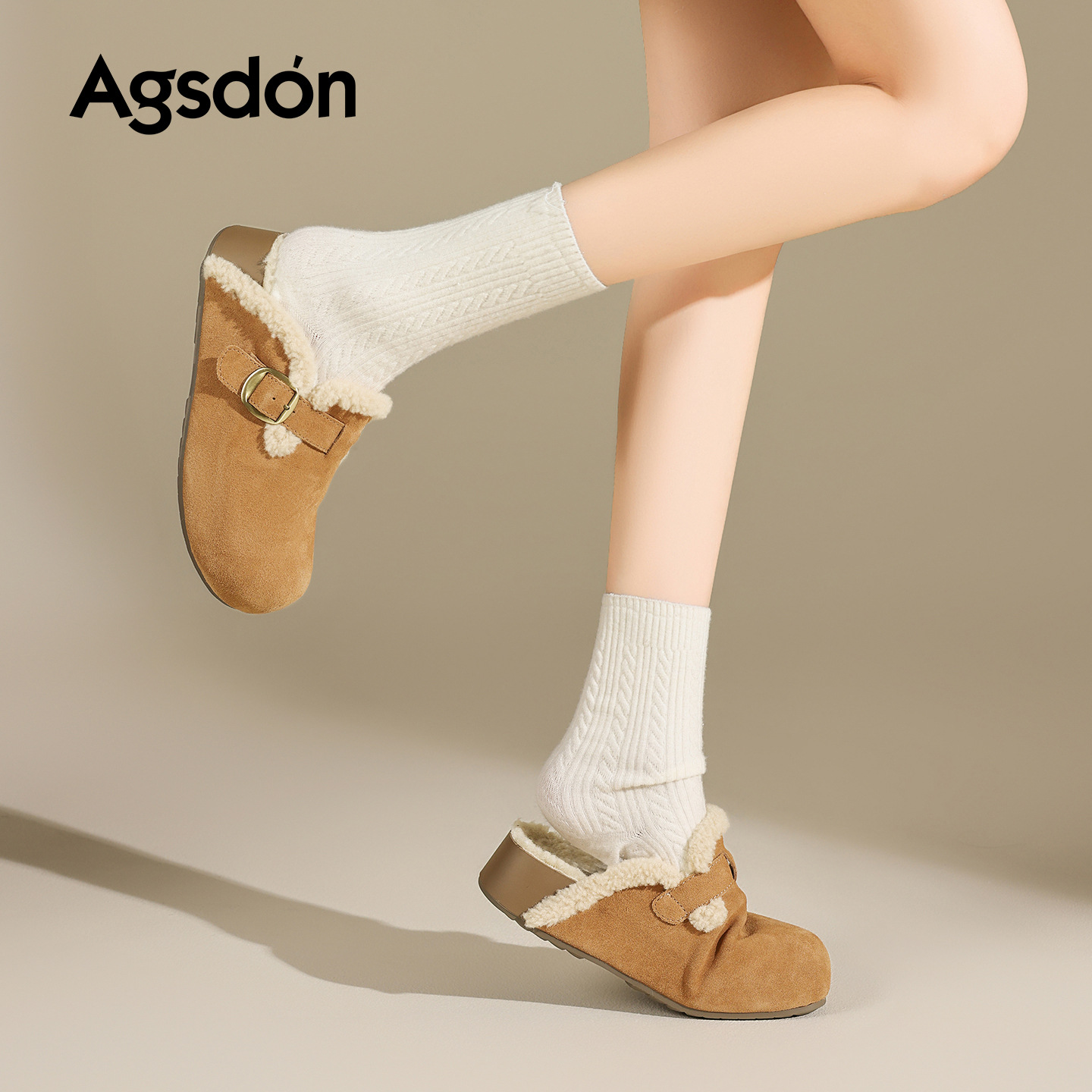 Augu Lion Deng Xiaoping Boccan zapatos de terciopelo para mujeres 2026 nuevos zapatos de algodón cálidos de primavera con suela gruesa, zapatillas de embarazo