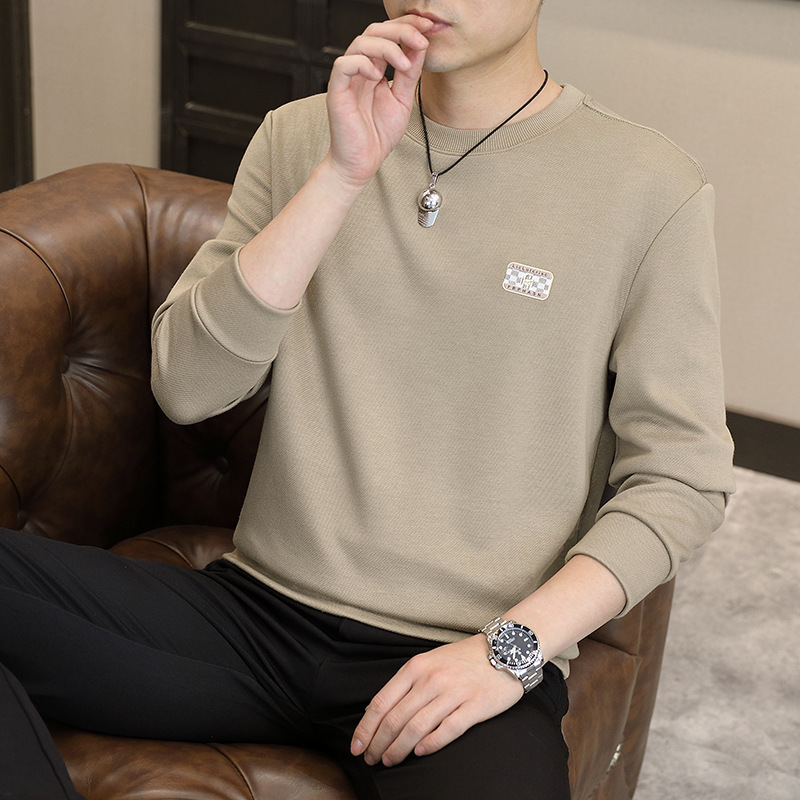 스웨터 남자의 가을 새로운 하이 엔드 패션 라운드 넥 기모 두꺼운 긴 소매 풀오버 베이스 셔츠 남자의 스웨터