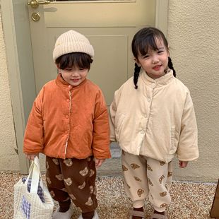 Children's Corduroy Cotton Coat fleece-lined Thickened 2023 New Boys and Girls Cotton Coat Children's Clothing Winter Baby Cotton Coat