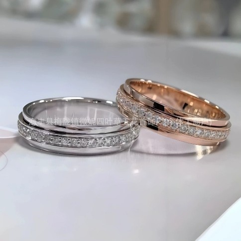 伯家时来运转戒指v金满钻男女情侣对戒食指环轻奢高版本18K可转动|undefined