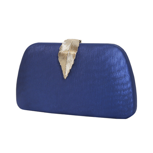 Cross-border 2024 new PU dinner bag metal leaf banquet ladies dress clutch bag chain crossbody small square bag