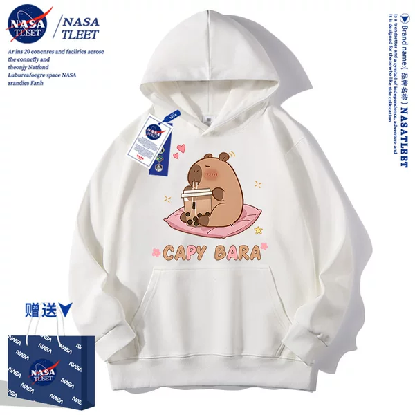 NASA Joint Spring and Autumn Cartoon Kappibala Casual Top New Cute Capybara Hooded Student Sweatshirt Tide
