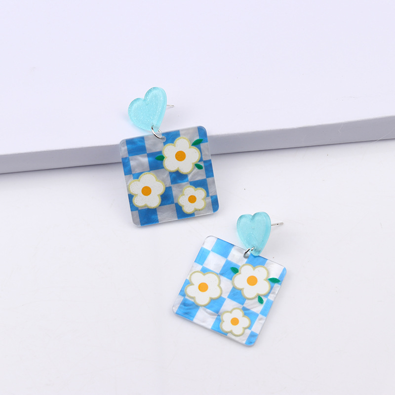 18g Weight Drop Earrings Classification 1 Pair Quantity Daily Occasion Acrylic Material Flower Pattern Women'S Gender Stoving Varnish Design Retro Style 1 Pair Retro Flower Stoving Varnish Arylic Drop Earrings 4