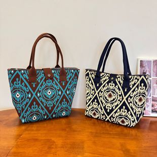2025 New Knitted Bag Xinjiang Edles Pattern Handbag Travel Large Capacity Ethnic Style Woven Bag