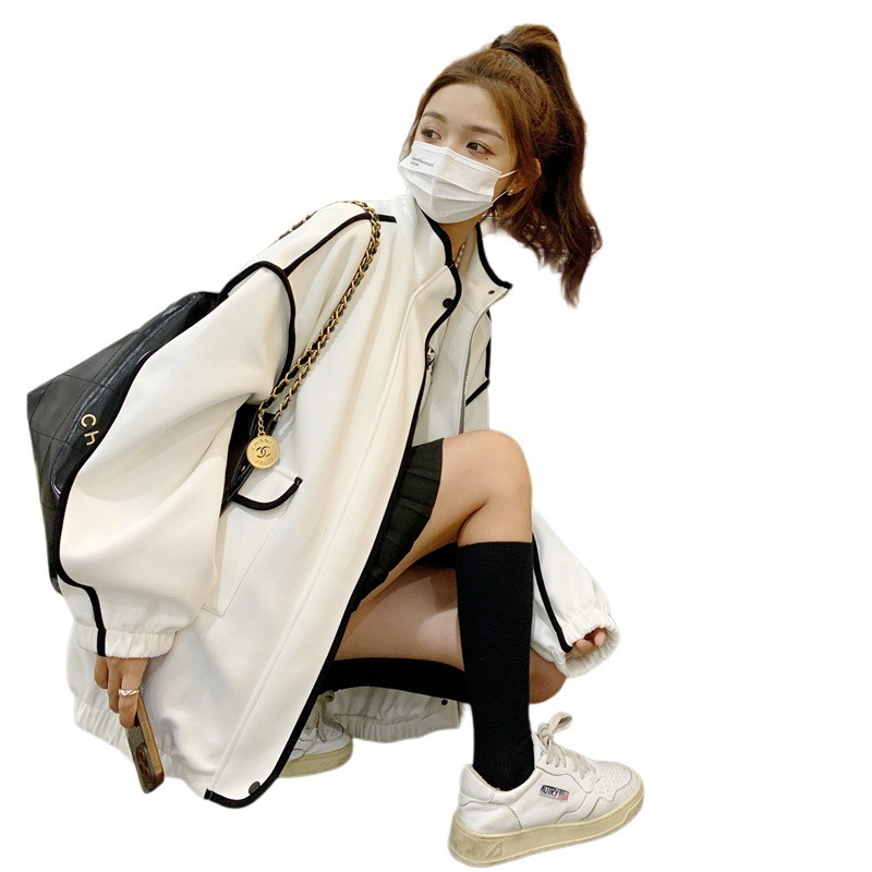 设计感白色美式bf棒球服上衣女秋新款宽松休闲显瘦小个子短外套|undefined