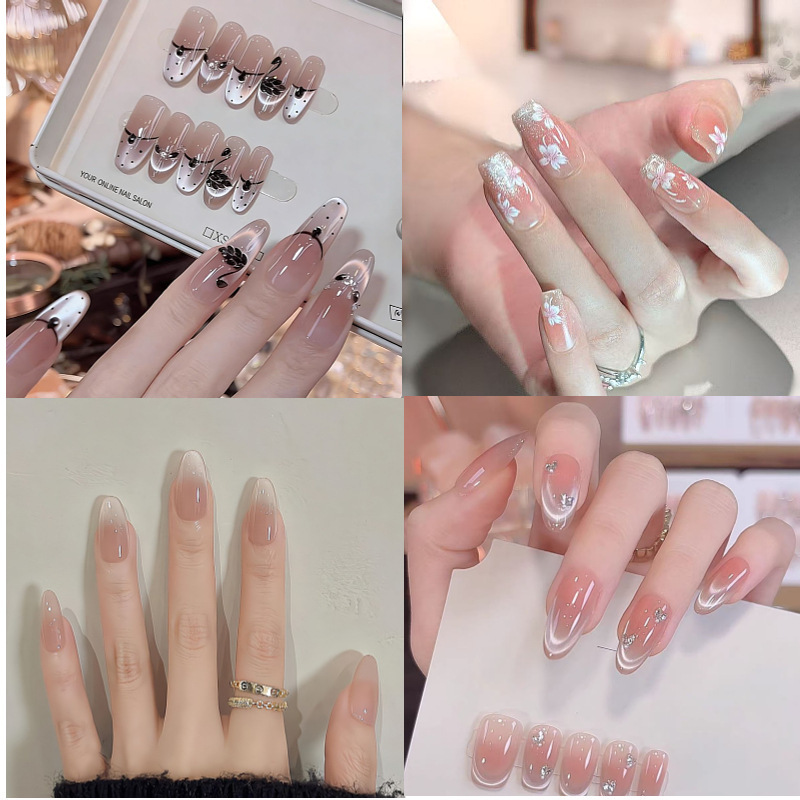 Early Summer SPAR Cat's Eye Gentle Cat's Eye White All-match Medium Oval Hand-worn Armor high quality Fake Nail Finished Products