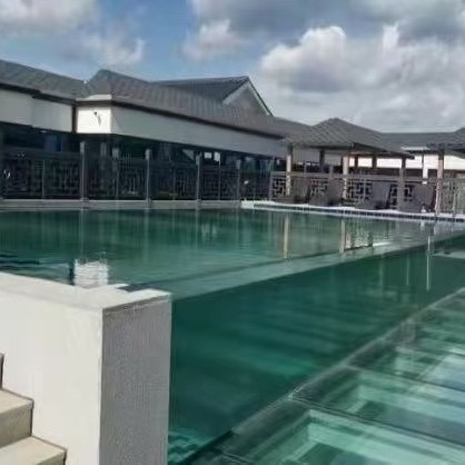 大型户外亚克力透明游泳池度假村酒店设计制作加厚透明无边际泳池