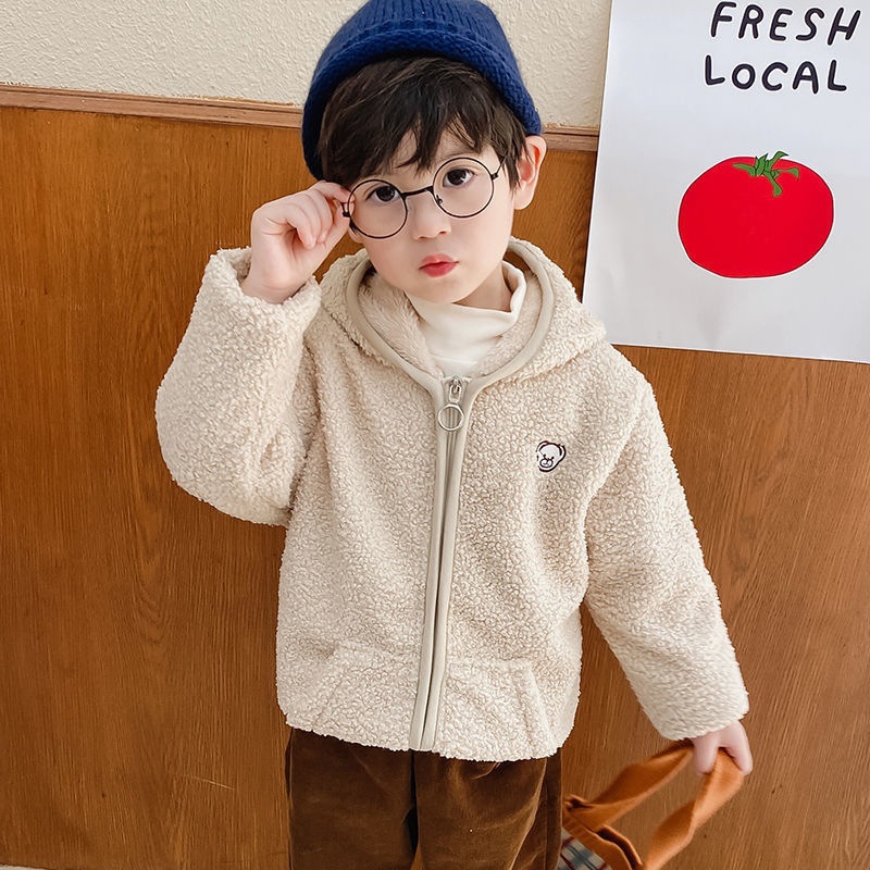 Otoño e Invierno nuevos niños abrigo de lana de doble cara de moda abrigo de estudiante de escuela primaria niños medianos y pequeños abrigo de lana polar