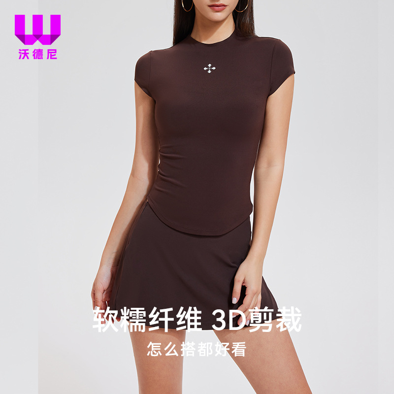 Traje deportivo de verano para mujer, moda, delgado, delgado, ocio, fitness, yoga de manga corta, pantalones de falda corta, ropa deportiva