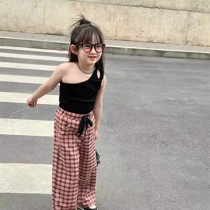 Модный детский летний жилет 2024 года, приятный для кожи, новая базовая футболка для малышей, трендовая майка для девочек без спинки