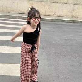 2024夏季款儿童洋气亲肤背心宝宝新款打底上衣潮女童吊带露背T恤