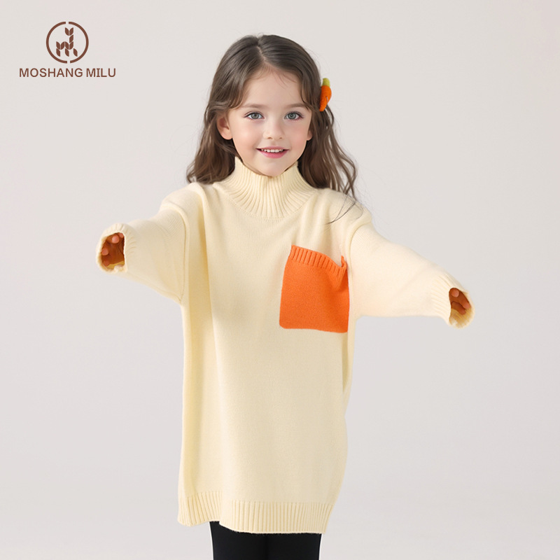 Suéter para niños otoño y invierno nuevo tipo de suéter para niños y niñas largo