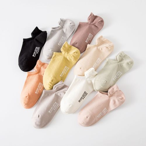 Socks Women's Socks Spring and Summer 100% Cotton Deodorant Black and White Cotton Socks Tear-Up Thin Women's Socks