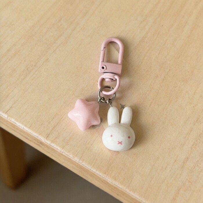 Cutie conejo móvil cadena de mujeres llavero de metal colgante de la mejor amiga bolsos de cadena joyería accesorios