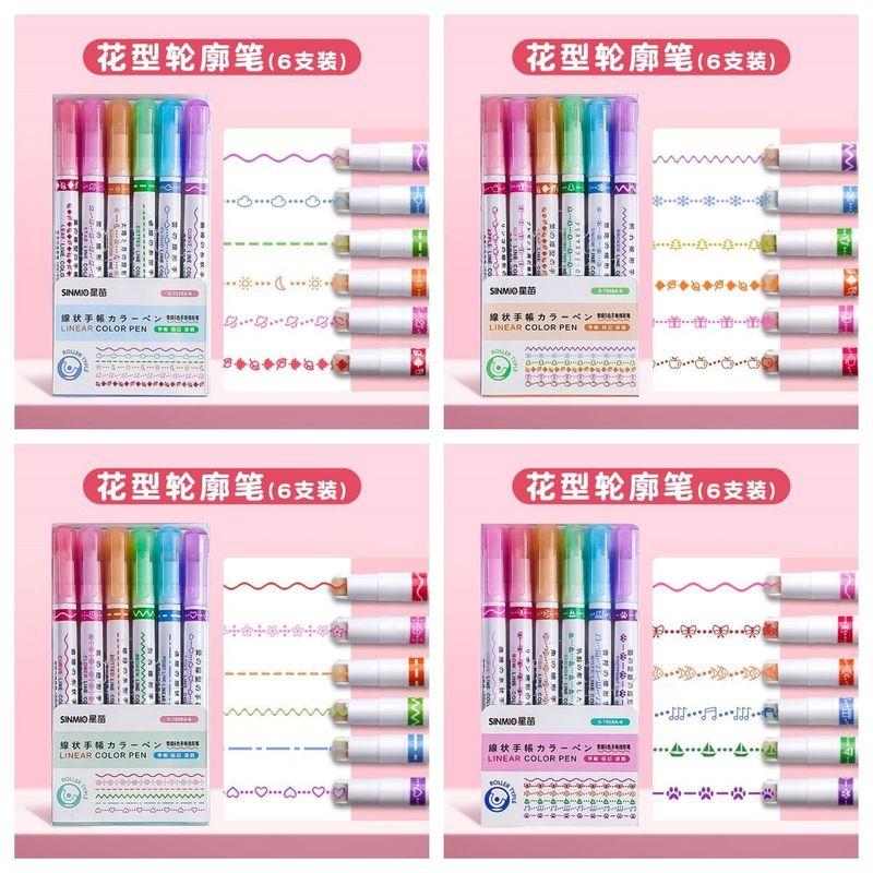 花型輪郭ペン、カーブペン、メモを取るためのカラーペン、手書き新聞専用手帳ペン、学生用スクライビングペン、速乾性|undefined