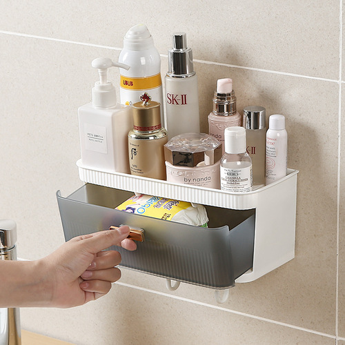 Bathroom rack multi-functional washbasin balcony bathroom toilet kitchen wall-mounted punch-free storage basket