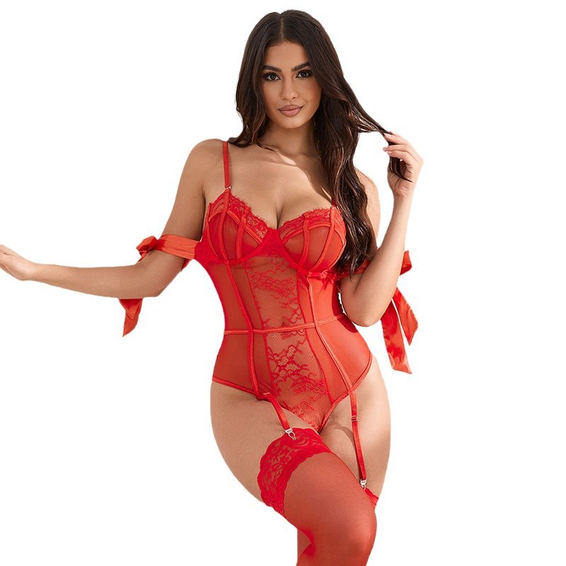 Comercio exterior Fuente de ropa interior de interés conjunto de Europa y América nueva perspectiva sexy agujerado cinturón de calcetines de hombro desnudo camiseta transfronteriza