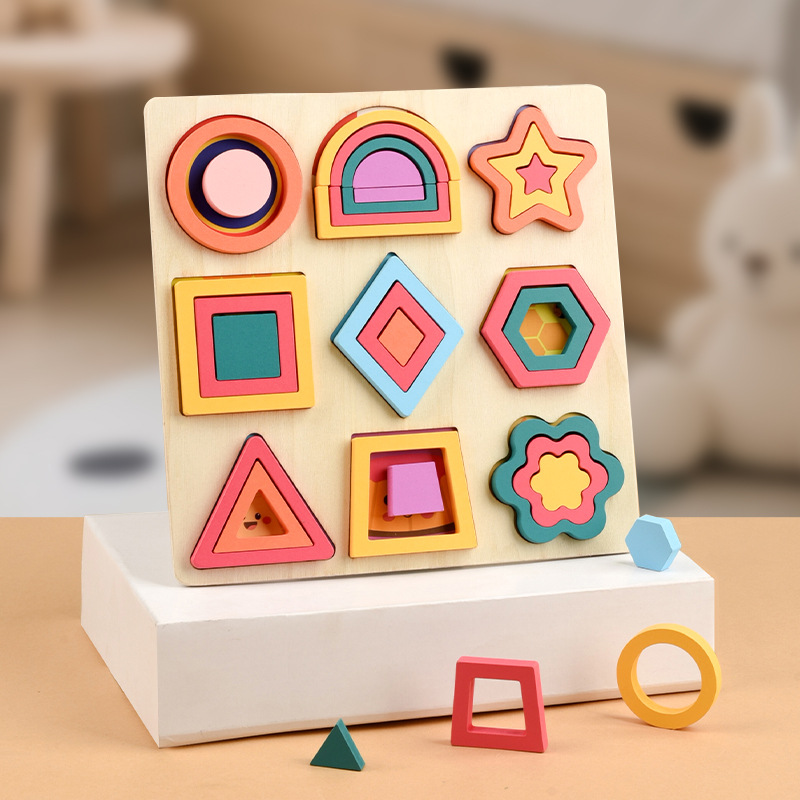Montserrat Educación temprana Geometría forma de flor columna puzzle para niños ensamblaje de bloques de construcción emparejados juguetes de puzzle