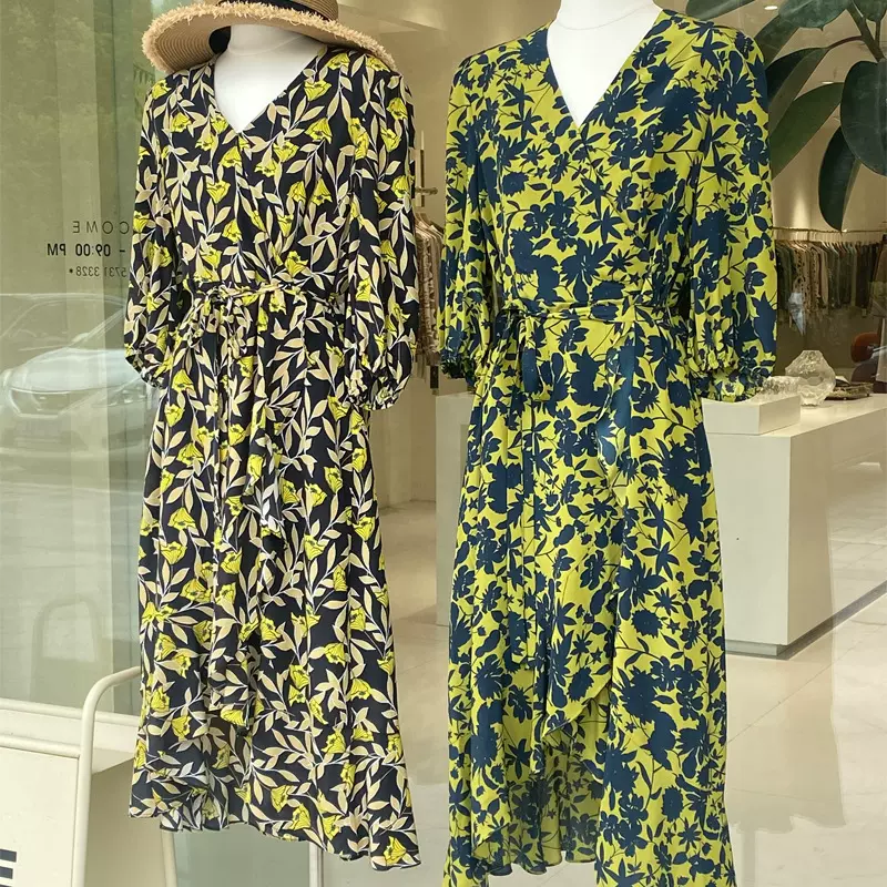 真丝连衣裙女印花2025夏新款桑蚕丝收腰显瘦气质a字裙设计感长裙