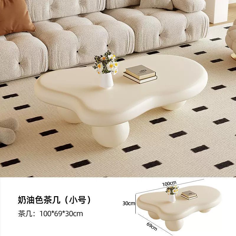 [아이보리화이트] 크림풍운 커피 테이블 [점장 추천])_사이즈([ 100cm * 69cm *29.9] 둥근다리 테이블