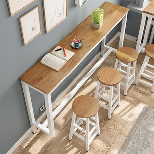 Bar Table Home Wall-Mounted High Table Milk Tea Shop Table and Chair Combination Long Narrow Coffee Table Balcony Living Room Bar Table
