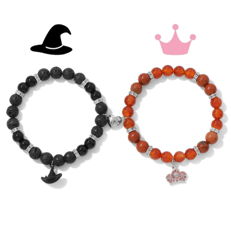 Matching Stone Bead Bracelets, Best Friend Friendship Set, Gift for Female Long-Distance Marriage Couples, Witches