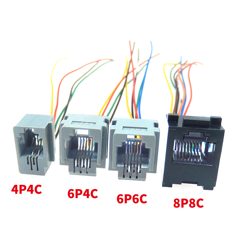 RJ12带线电话插座 4芯 6芯 6P6C 水晶头带线母座 623K RJ11电话线