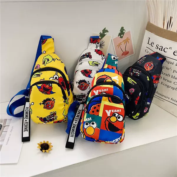2024 New Cartoon Chest Bag Casual Canvas Small Shoulder Bag Little Boy Outdoor Travel Shoulder Bag Coin Purse Wholesale